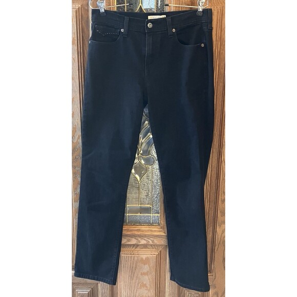 Levi's Denim - Levi's 505 Jeans Women's Size 10M Straight Leg Curvy Shaping Black Embellished